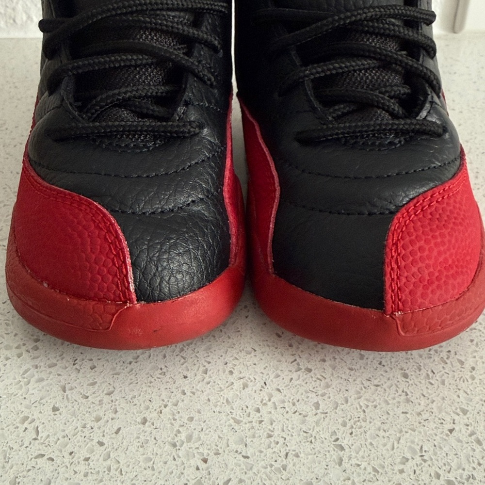 Nike Jordan 12 Retro (TD) Black and Red Jordan Basketball Shoes 9T - Picture 6 of 10